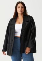 Cotton On - Curve vegan leather coat jacket - black