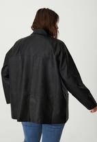 Cotton On - Curve vegan leather coat jacket - black