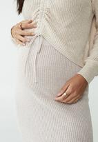 Cotton On - Maternity friendly cotton midi skirt - stone/white twist