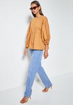 Superbalist - Cotton pleated blouse - tobacco