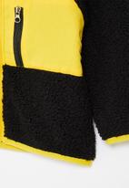 POP CANDY - Boys sherpa jacket - black & yellow 