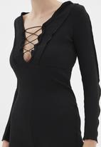 Trendyol - Tie detailed knitted jumpsuit - black