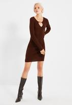 Trendyol - Chain detailed knitwear dress  - brown