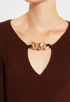 Trendyol - Chain detailed knitwear dress  - brown