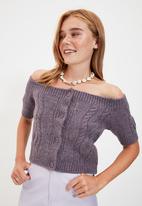 Trendyol - Crop knitwear cardigan - lilac