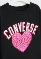 Converse - Cnvg long sleeve warp check hear top - black