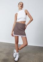 Factorie - Contrast trim mini skirt - burnt iron & stormy lavender