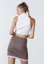 Factorie - Contrast trim mini skirt - burnt iron & stormy lavender