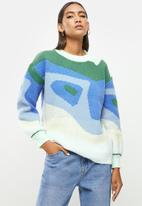 dailyfriday - Round neck sweater - blue & green
