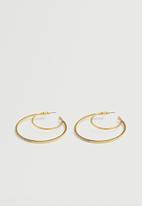 MANGO - Sparkled hoop earrings - gold