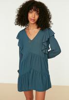 Trendyol - Stitch detailed knitted dress  - teal