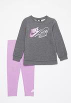 Nike - Nkg mini me crew & legging set - violet shock & grey 