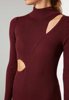 Trendyol - Cut out sweater dress - burgundy 
