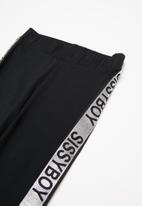 SISSY BOY - Leggings with branded glitter side tapes - black
