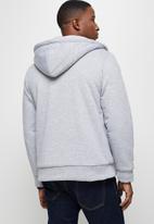 Lark & Crosse - Themba sherpa lined zip through hoodie - grey melange