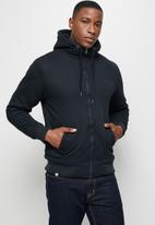 Lark & Crosse - Themba sherpa lined zip through hoodie - navy