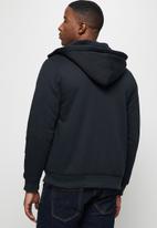 Lark & Crosse - Themba sherpa lined zip through hoodie - navy