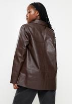 Cotton On - Vegan leather coat jacket - dark rich chocolate