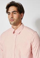 Superbalist - Barber regular fit stripe shirt - pink & white 