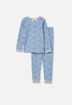 Cotton On - Kane long sleeve pyjama set - dusty blue & dinos