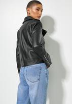 Superbalist - Leather look biker jacket - black1