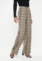 ONLY - Wendy abba high waist wide check pant - black
