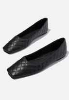 Cotton On - Square toe ballet - black quilted pu