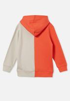 Cotton On - Charlie hoodie - rainy day, red orange & crest puff