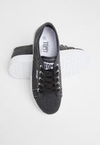 TOMY - Girls washed canvas lace up - black