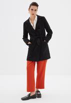 Trendyol - Belted wool cachet coat - black