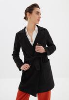 Trendyol - Belted wool cachet coat - black