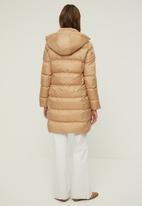 Trendyol - Hooded long puffer coat - beige