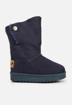 Flutterby - Girls cozy button detail boots - navy