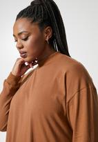 Superbalist - Long sleeve funnel neck trapeze dress - cuppuccino