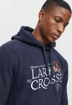 Lark & Crosse - Alv pullover polar fleece hoodie - navy