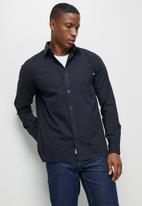 Lark & Crosse - Regular fit oxford dobby long sleeve shirt - navy
