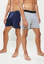 Superbalist - 2 Pack kris knit boxers ttb - navy & grey melange