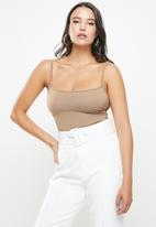 Missguided - Extreme lace up strappy bodysuit - mocha