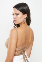 Missguided - Extreme lace up strappy bodysuit - mocha