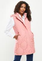 Stella Morgan - Quilted hooded longline gilet - pink