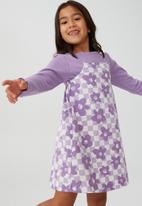 Cotton On - Amira long sleeve dress - grape soda /mykonos checkboard lilac drop