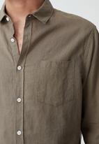 Cotton On - Ashby long sleeve shirt - khaki