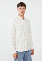 Cotton On - Camden long sleeve shirt - ecru check