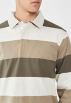 Cotton On - Rugby long sleeve polo - military multi tri stripe
