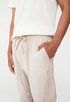 Cotton On - Lounge pant - oatmeal & washed chocolate vertical stripe
