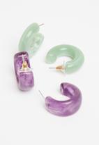 Superbalist - 2-Pack earring set - green & purple