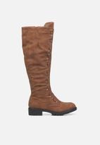 Miss Black - Ryder1 knee length lace-up boot - brown