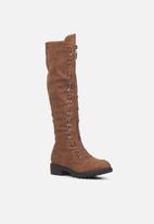 Miss Black - Ryder1 knee length lace-up boot - brown
