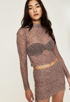Supré  - Monica mesh mini skirt - amity leopard choc
