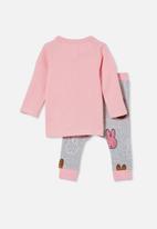 Cotton On - The waffle baby pyjama set-licensed - light grey marle